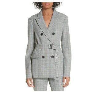 Tibi Belted Glen Check Blazer